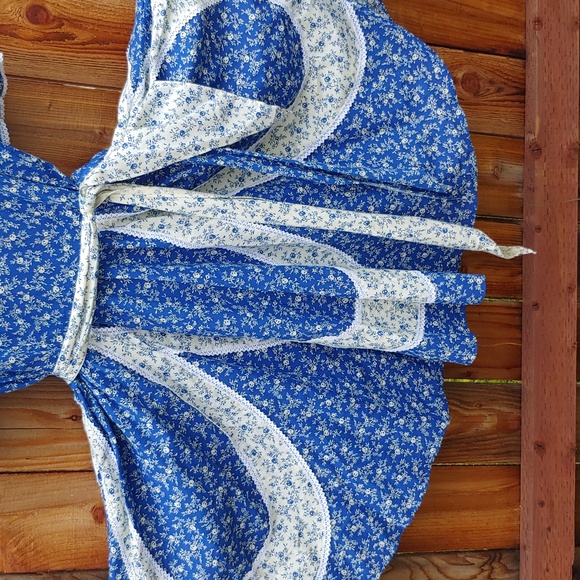 Vtg Like New Partners Please Blue Floral Dress w/ Matching Scarf Size XL/XXL - Picture 3 of 9